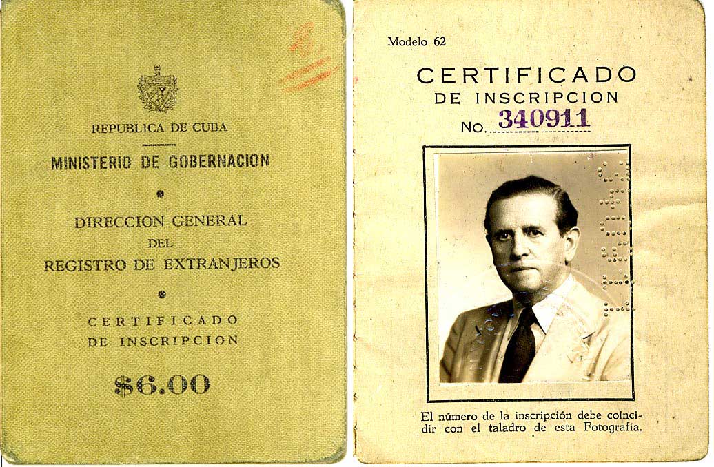 Max Ellenbogen Cuban ID card1944